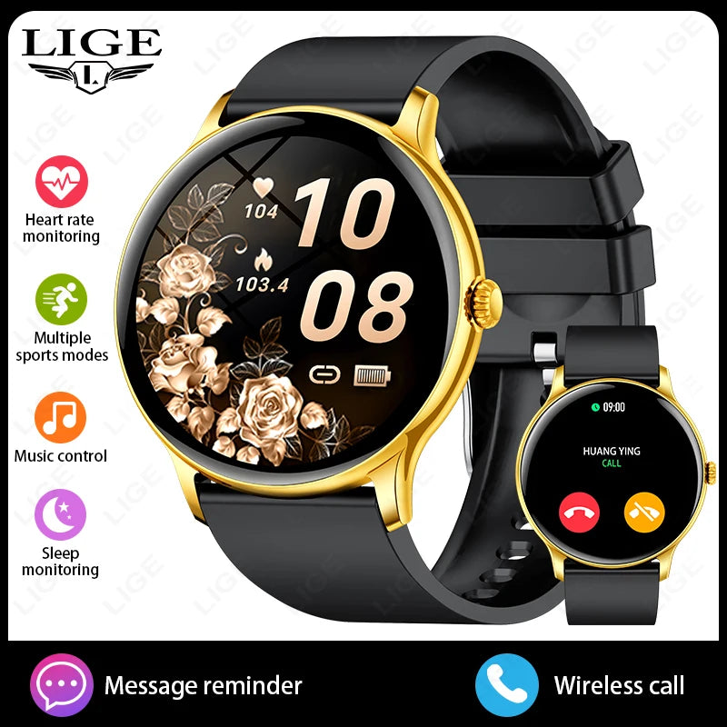 New Golden Luxury Steel Smart Watch Men 1.38inch HD Screen Smartwatch Women Sleep BT Call IP68 Waterproof Sports Watch Pedometer