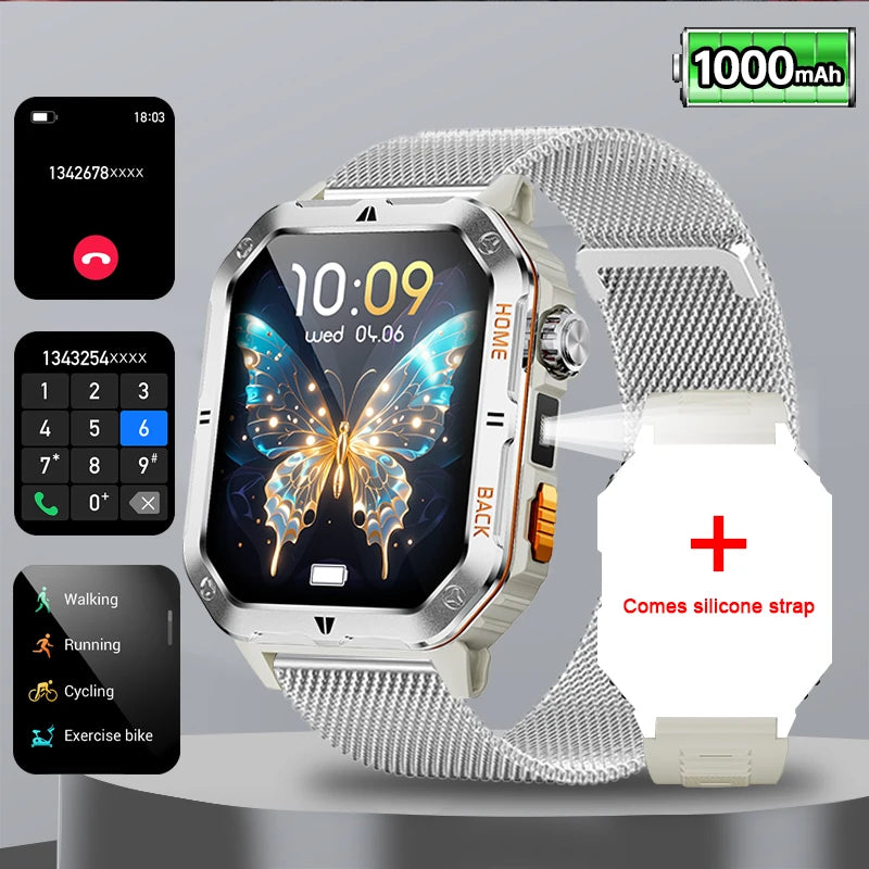 New 100Mah Sports Smart Watch GPS AMOLED Heart Rate Monitoring LED Flashlight NFC Bluetooth Call 3ATM Waterproof watch men women