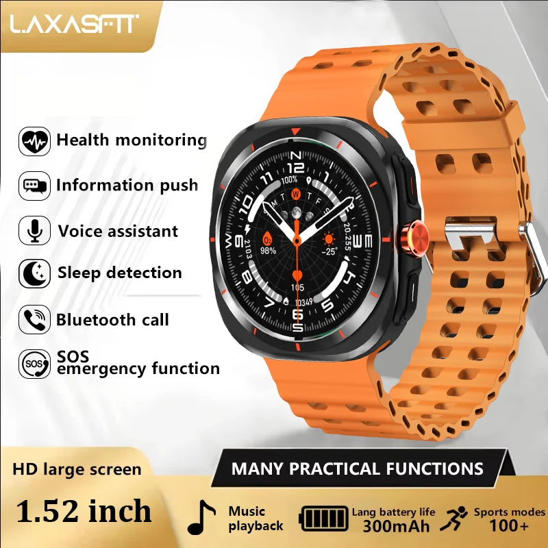 LAXASFIT Smart Watch Man 1.52-inch Touchscreen Bluetooth Calling Heart Rate Monitor Sports Fitness Tracking Woman Smartwatch