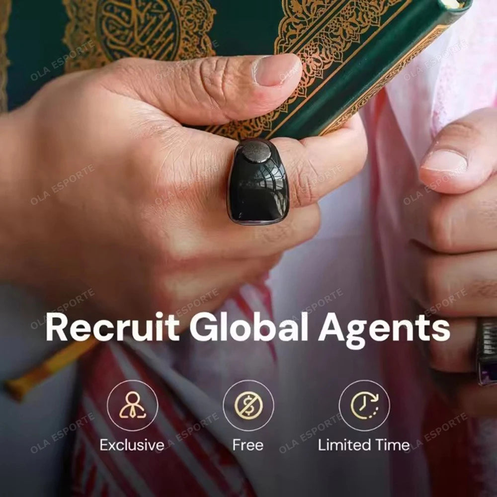 Weslamic Smart Tasbeeh Zikr Ring Islamic Tally Digital Counter for Muslims Praise Prayer Reminder Magnetic Charging Waterproof