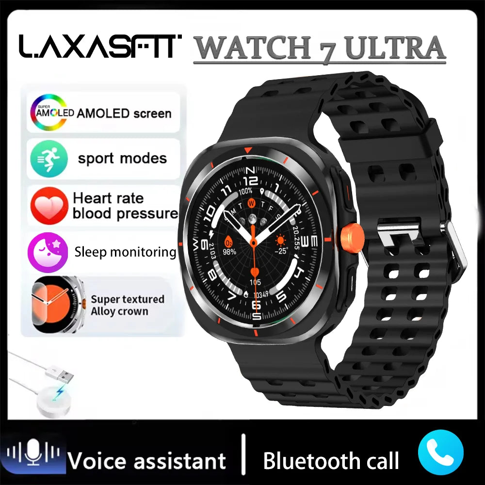 LAXASFIT 2025 New Men's Smart Watch Outdoor Sports Bluetooth Call Message Alert Multisport Mode Smartwatch