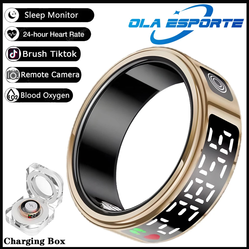2025 Smart Ring Men Women LED Display Screen Heart Rate Blood Oxygen Monitor 5ATM Waterproof Multi Sports Mode Gifts For Andorid