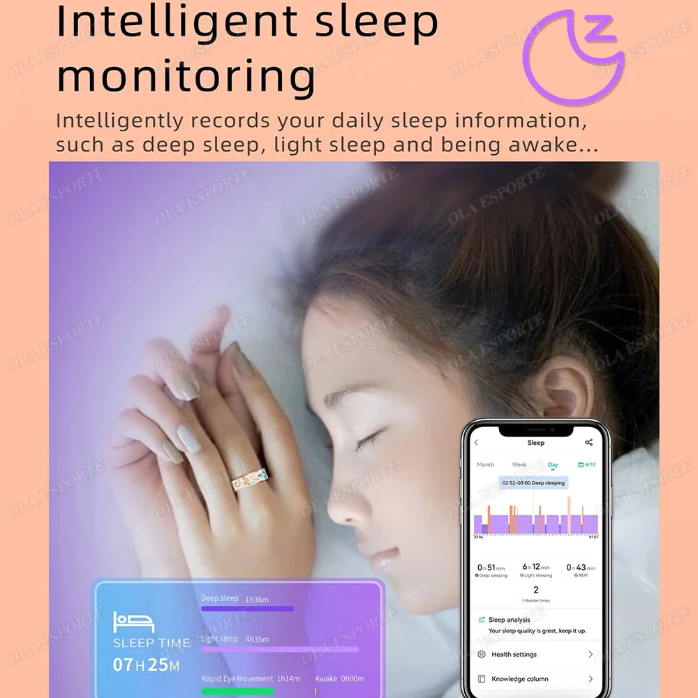New Color Enamel Craftsmanship Smart Ring Women Sleep Monitoring Blood Oxygen Monitoring Blood Pressure Multi-sport Modes Ring