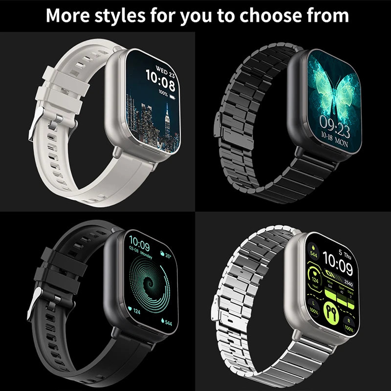 2025 Men Smart Watch 2.01inch HD Large Screen Waterproof Heart Rate Blood Pressure Bluetooth earphone TWS 2 in 1 Make phone call