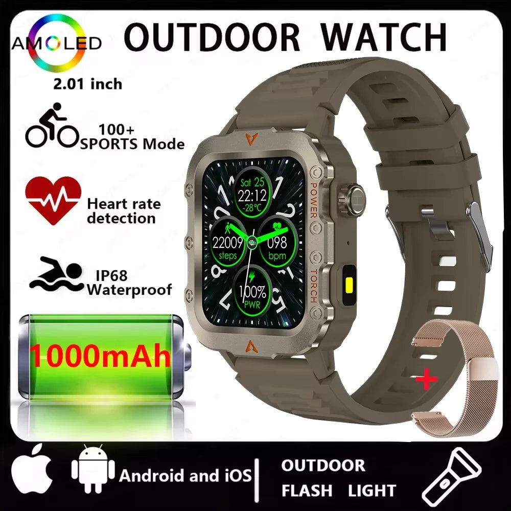 Multi-function Smart Watch Men Heart Rate Health Monitoring Bluetooth Call Smartwatch 100+Sports Modes Flashlight Sports Watches