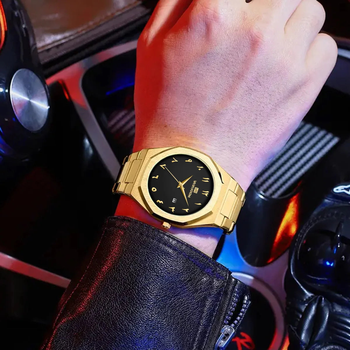 2025 New Men Watch VA VA VOOM Sport Stainless Steel Fashion Quartz Movement 42mm Black Business Waterproof Calendar Wrist Watch