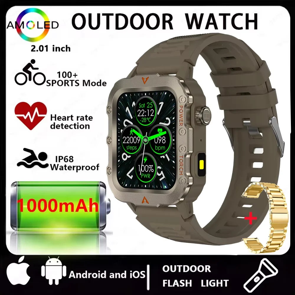 Multi-function Smart Watch Men Heart Rate Health Monitoring Bluetooth Call Smartwatch 100+Sports Modes Flashlight Sports Watches