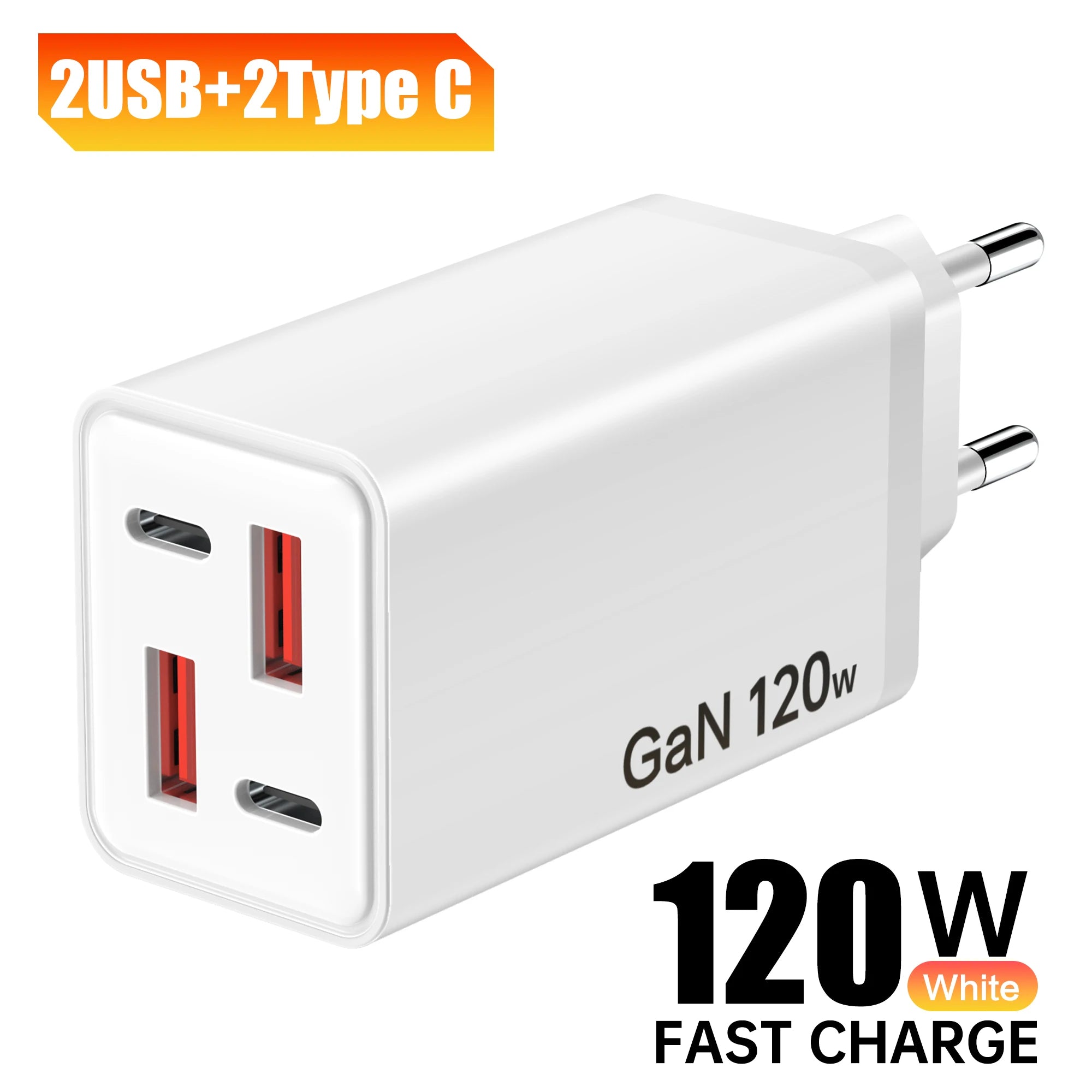 Total 120W 4 Ports GaN USB Charger Type C Fast Charging Wall Adapter 2PD 2USB Quick Charge 3.0 Travel Chargers Charging adapter