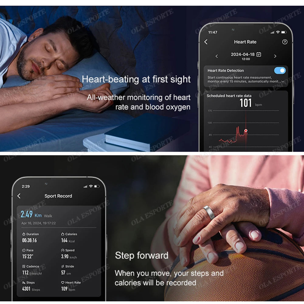 New R10 Smart Ring with Wireless Charging,Health Sleep Monitor,5ATM & ip68 Waterproof,Multi-sport Mode For Android IOS Men Women