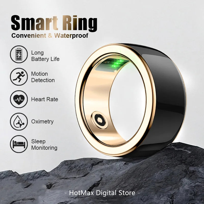 Smart Ring Waterproof Body Monitoring Exercise Heart Rate Blood Pressure Blood Oxygen Detection Magnetic Charging Titanium Alloy