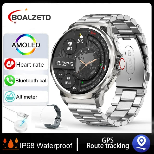 New Smart Watch Men 1.85-Inch HD Sports Bluetooth Call GPS Sports Fitness Tracker Heart Monitor 710mAh  Waterproof Smart watch