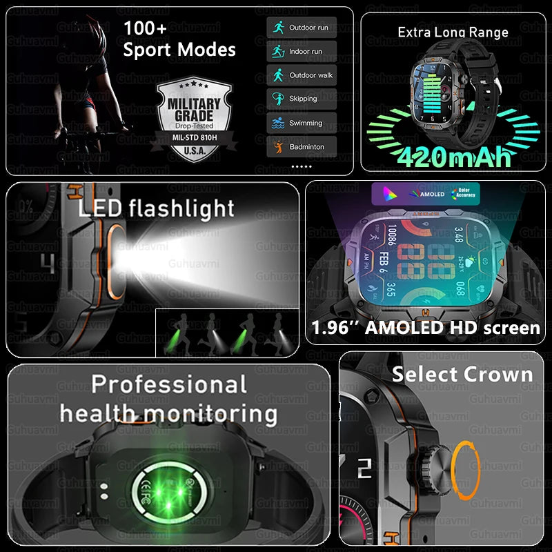 2025 For Xiaomi New Rugged Military GPS Smart Watch Men Bluetooth Call Health Monitoring AI Voice Sports Waterproof Smartwatches