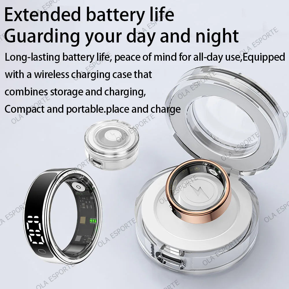 Smart Ring with Display Screen and Touch for Men Women, Health and Sleep Monitor, 5ATM Waterproof, Multi-sport Mode, Smartring