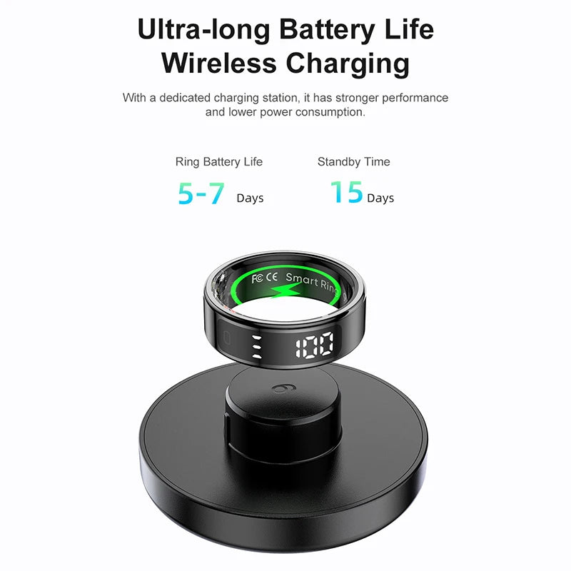 Xiaomi R12 Smart Ring Touch Display Screen 5ATM Waterproof Bluetooth Health Monitor Gesture Control Wireless Charging Sport Ring