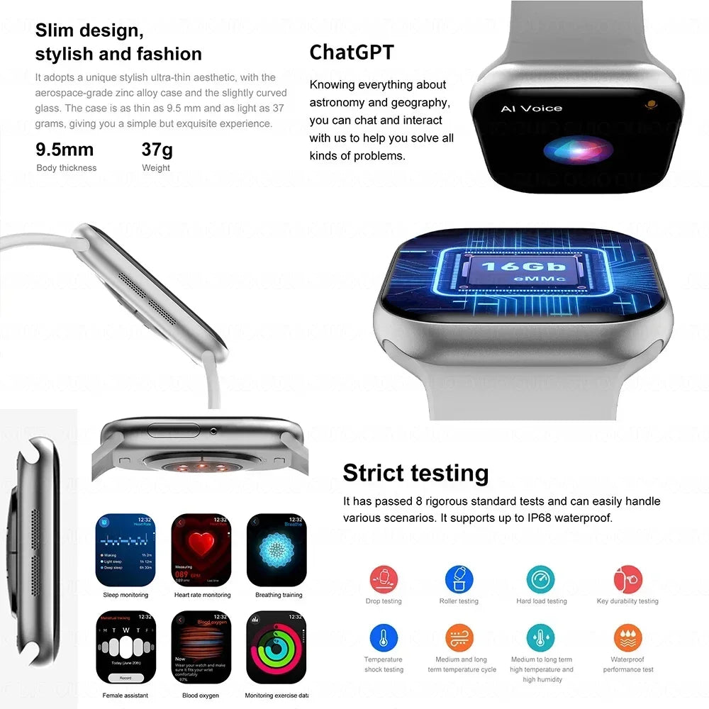2025 New Original for Apple Watch 10 Smart Watch Men 32G Memory MP4 Music Video 3D HD Bluetooth Call GPS Tracker smartwatches