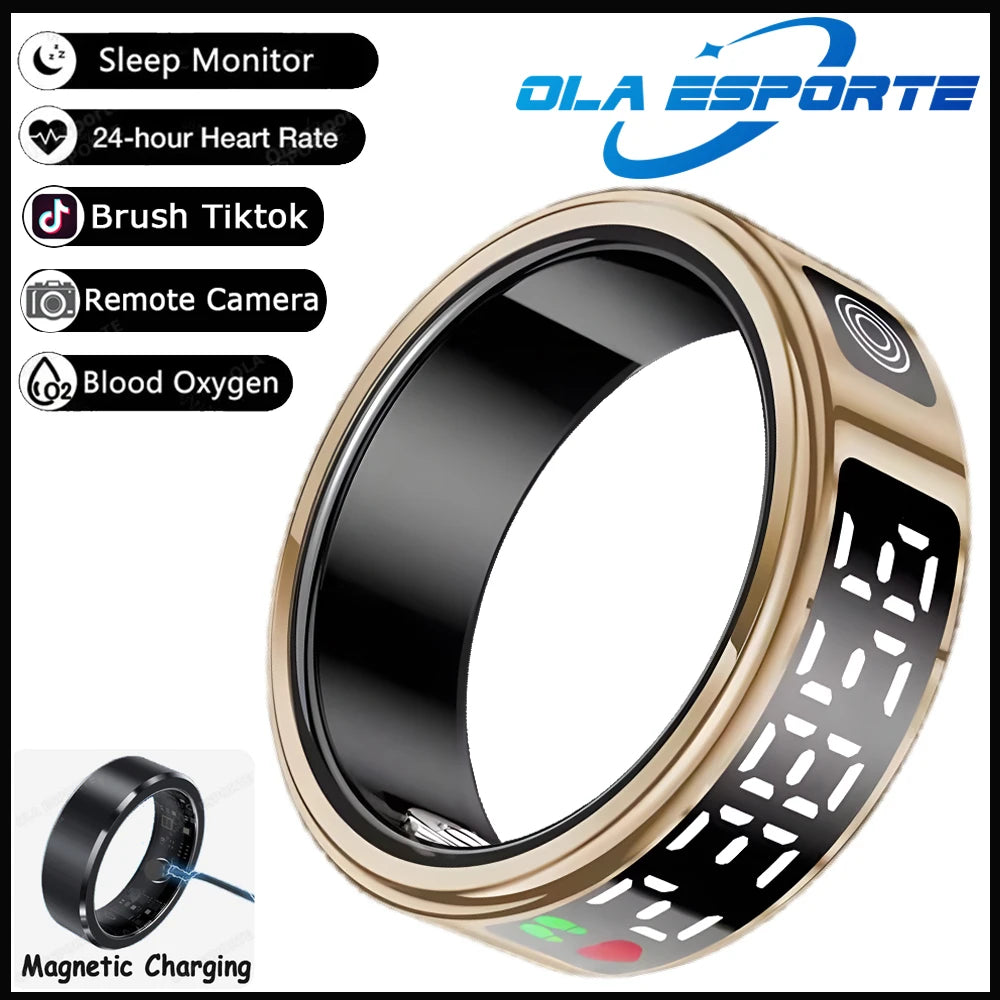 2025 Smart Ring Men Women LED Display Screen Heart Rate Blood Oxygen Monitor 5ATM Waterproof Multi Sports Mode Gifts For Andorid