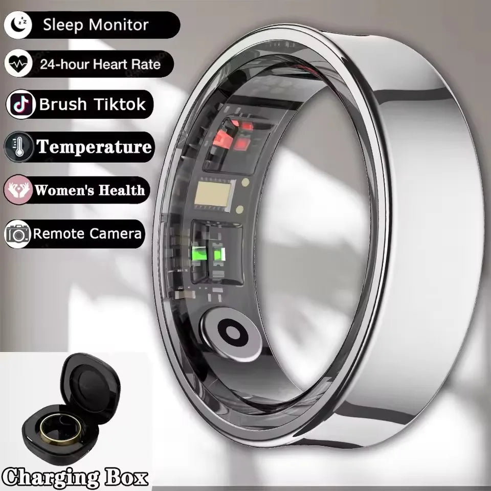2025 New Smart Ring Blood Oxygen&Pressure Sleep Monitor Sports Tracking Remote Care IP68 Waterproof Men Women