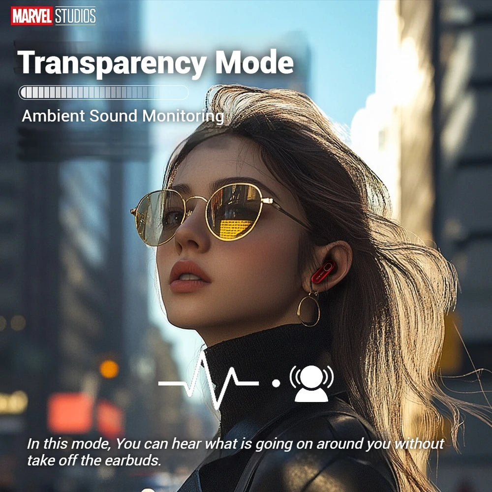 Disney Marvel JM01 ANC Bluetooth 5.4 Earbuds Active Noise Cancelling Headphone 4 Mic ENC HD Calls Wireless Earphones Iron Man