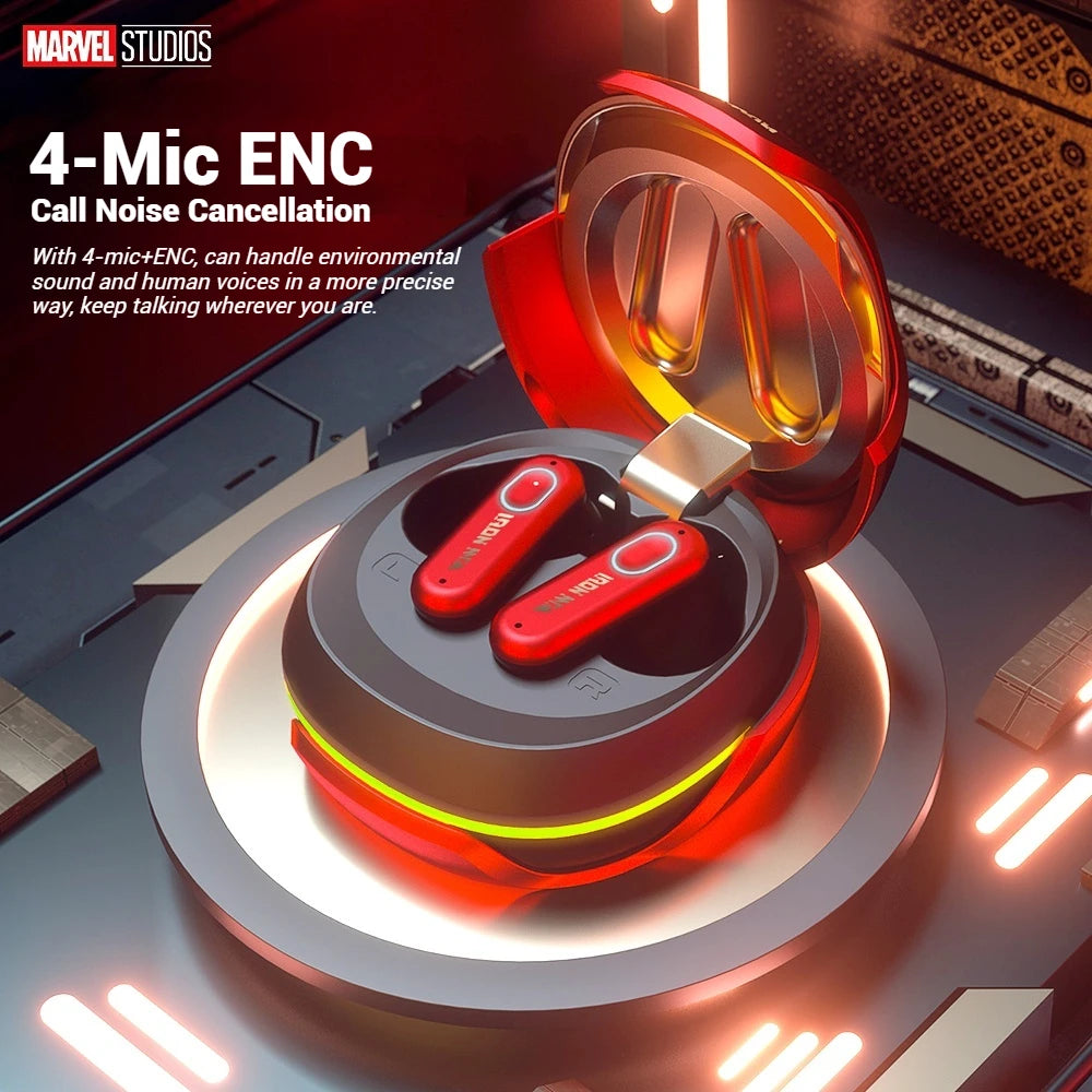 Disney Marvel JM01 ANC Bluetooth 5.4 Earbuds Active Noise Cancelling Headphone 4 Mic ENC HD Calls Wireless Earphones Iron Man
