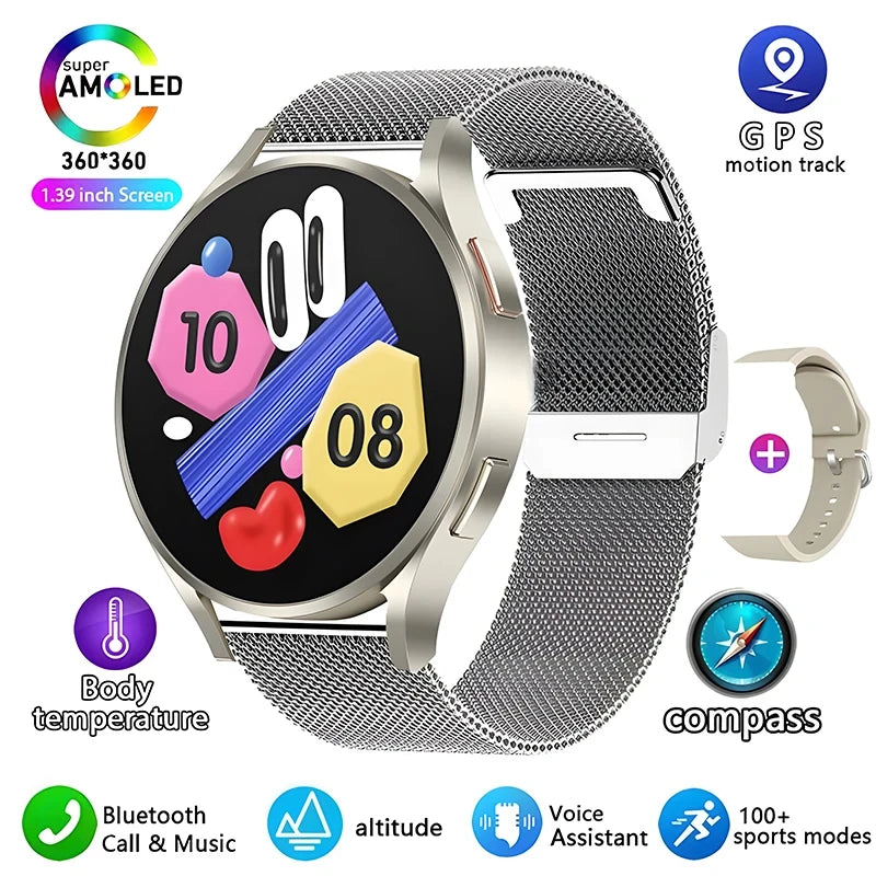 2025 New waterproof Watch 6 GPS Track Smart Watch Men Amoled Always Display Body Temperature Clock BT Talk Smart Watch Woman Man