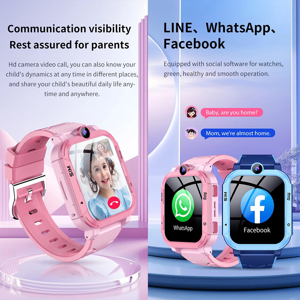 4G Kids Smart Watch Phone 1+8GB APP Dowload WhatsApp GPS WiFi Location Video Call SOS Call Back Monitor Children Smartwatch Gift