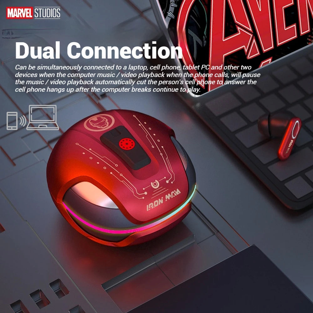 Disney Marvel JM01 ANC Bluetooth 5.4 Earbuds Active Noise Cancelling Headphone 4 Mic ENC HD Calls Wireless Earphones Iron Man