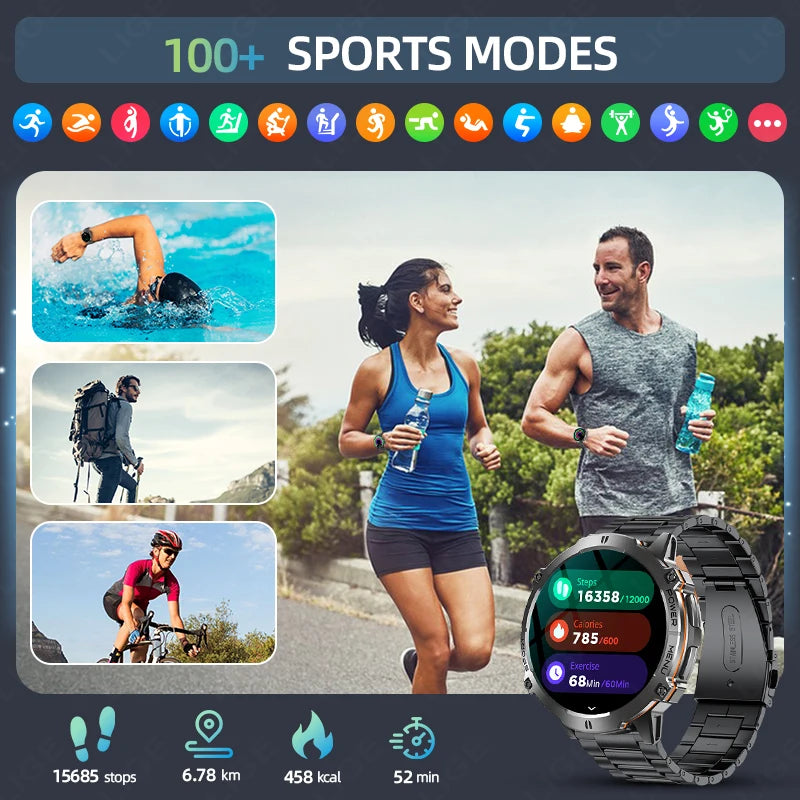 LIGE New GPS Tracker Smartwatch For Men  1.73" AMOLED Screen  900mAh Battery Man Watches Health Monitor BT Call Smart Watch Men