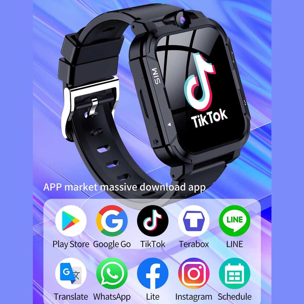 4G Kids Smart Watch Phone 1+8GB APP Dowload WhatsApp GPS WiFi Location Video Call SOS Call Back Monitor Children Smartwatch Gift