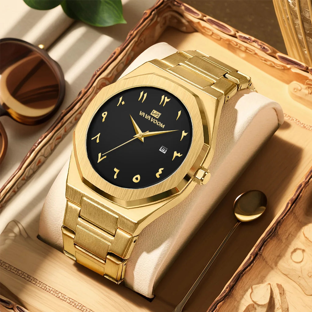 2025 New Men Watch VA VA VOOM Sport Stainless Steel Fashion Quartz Movement 42mm Black Business Waterproof Calendar Wrist Watch