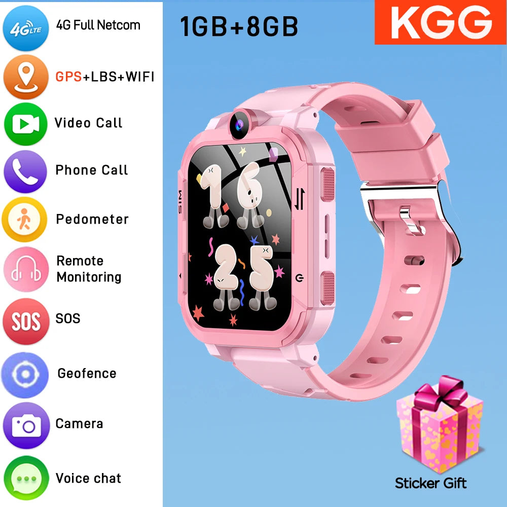 4G Kids Smart Watch Phone 1+8GB APP Dowload WhatsApp GPS WiFi Location Video Call SOS Call Back Monitor Children Smartwatch Gift