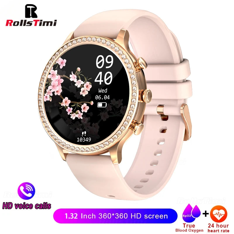 Fashion Luxury Smart Watch Women Bluetooth Call Blood Pressure DIY Custom Sport Fitness Waterproof  Smart watches For Women Gift