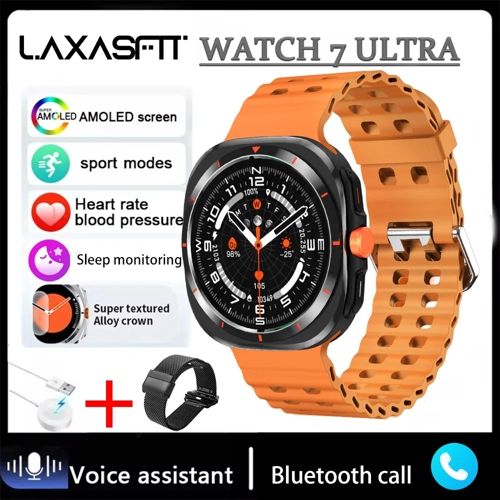 LAXASFIT 2025 New Men's Smart Watch Outdoor Sports Bluetooth Call Message Alert Multisport Mode Smartwatch