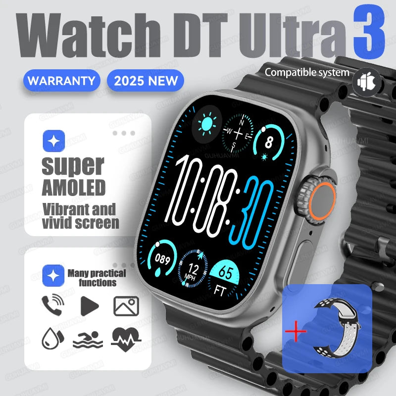 2025 New Original Watch DT Ultra 3 Pro Smart Watch Men Google Map NFC GPS Tracker HD BT Call IP68 Waterproof Smart Watches Women