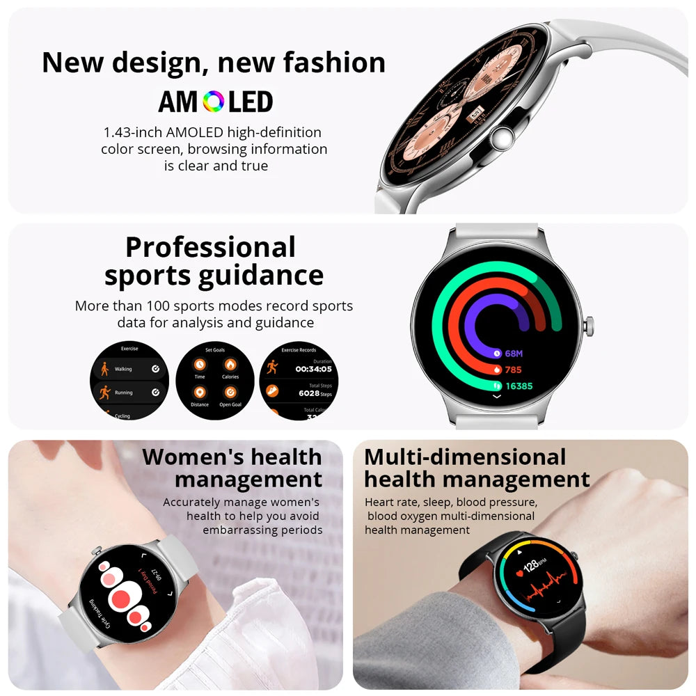 COLMI V89 Women's Smartwatch 1.43” AMOLED Display Bluetooth Phone Calls Health Tracker Waterproof Bluetooth Smart Watch