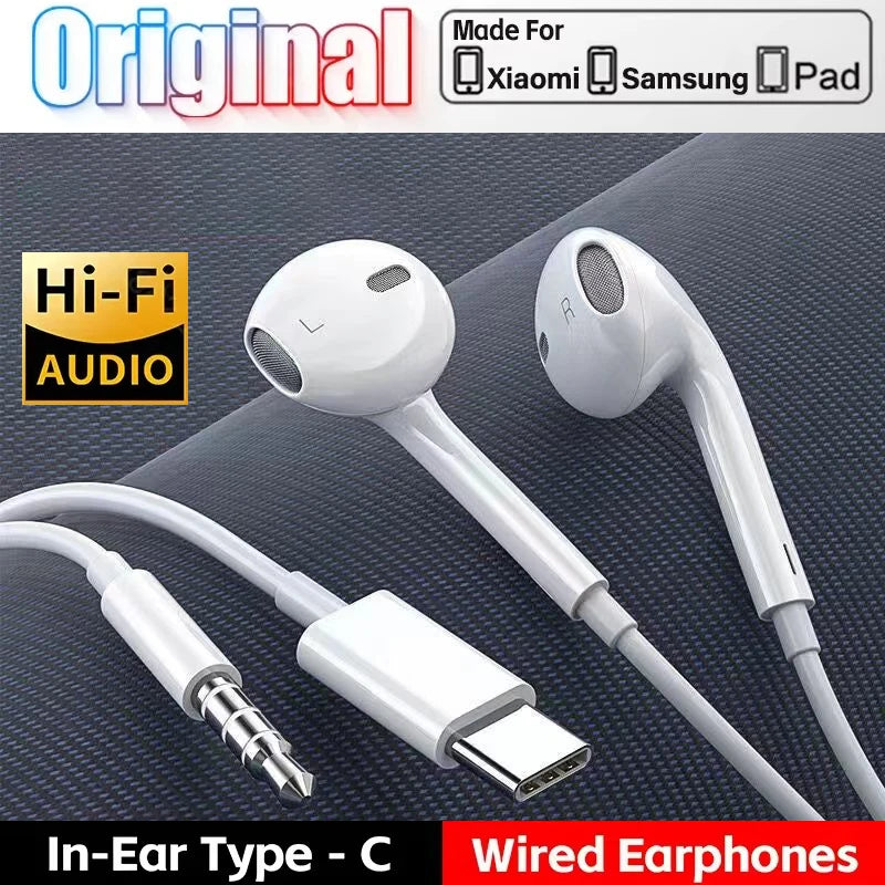 For Xiaomi Headphones Xiaomi Mi 14 13 12 11 in-ear Earphones Redmi Note 10 9 8 7 Type C 3.5mm Wired Headset Phone Accessories