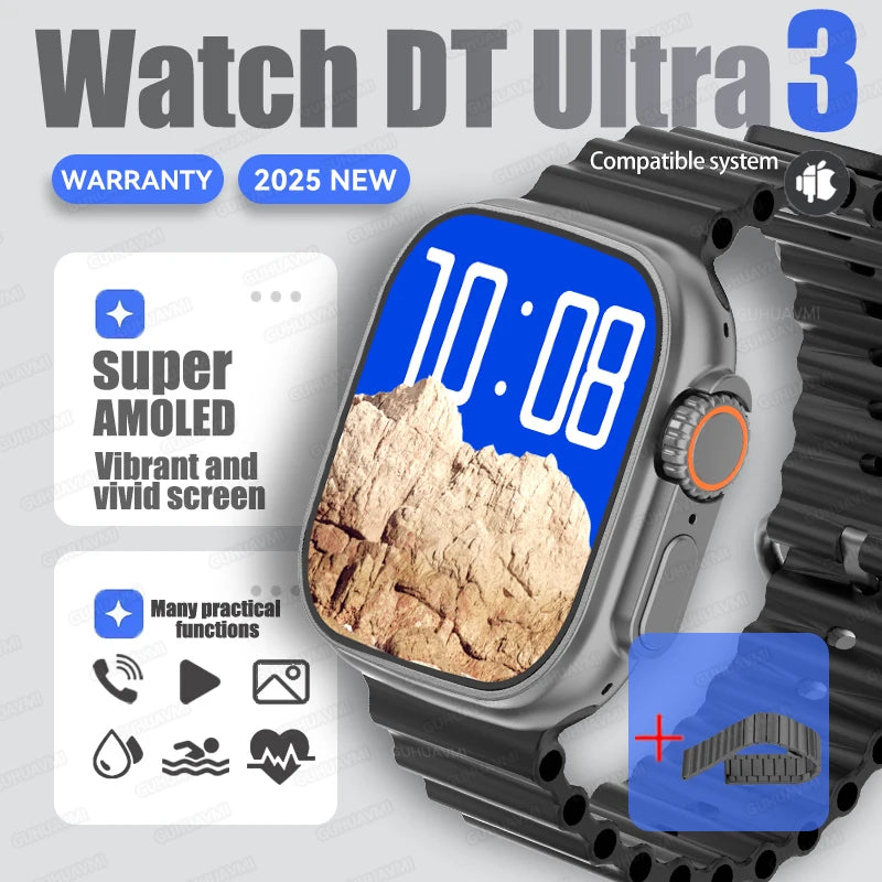 2025 New Original Watch DT Ultra 3 Pro Smart Watch Men Google Map NFC GPS Tracker HD BT Call IP68 Waterproof Smart Watches Women