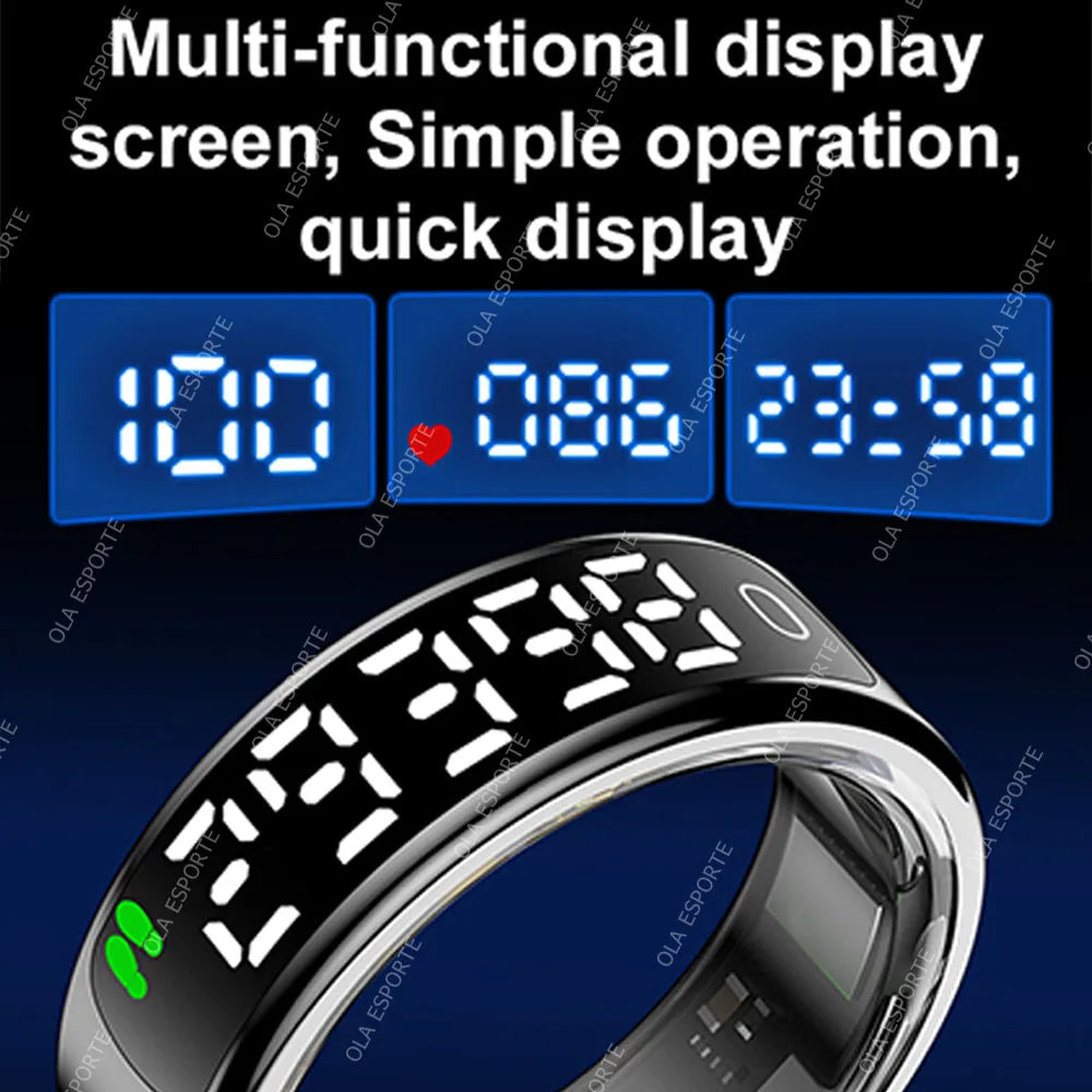 New Wireless Smart Ring 2025 Men Women LED Display Screen Heart Rate Blood Oxygen Monitor SportS IP68+5ATM Waterproof Smartring