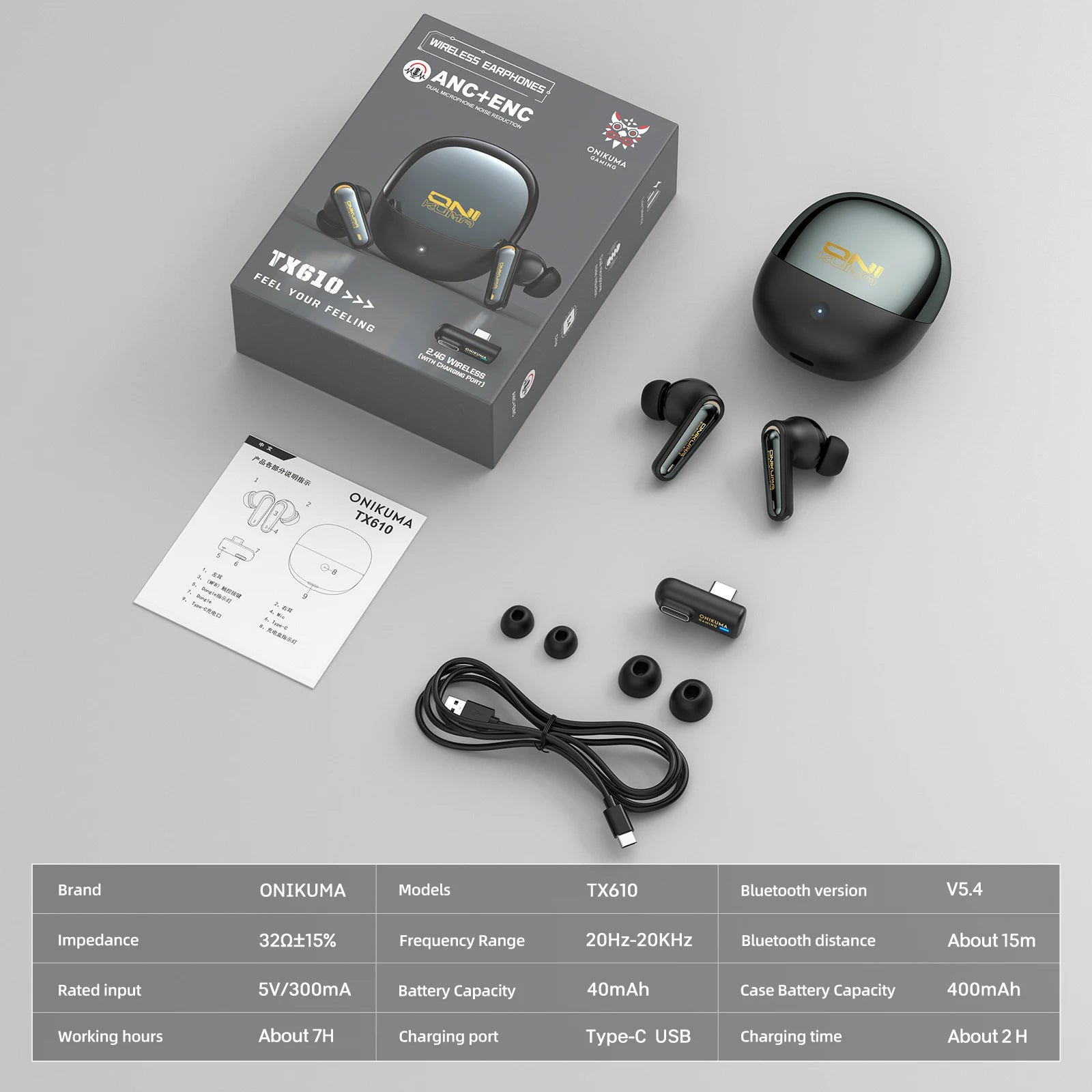 ONIKUMA NEW TX610 dual-mode gaming headphones with high-definition call sound quality and low latency for gaming