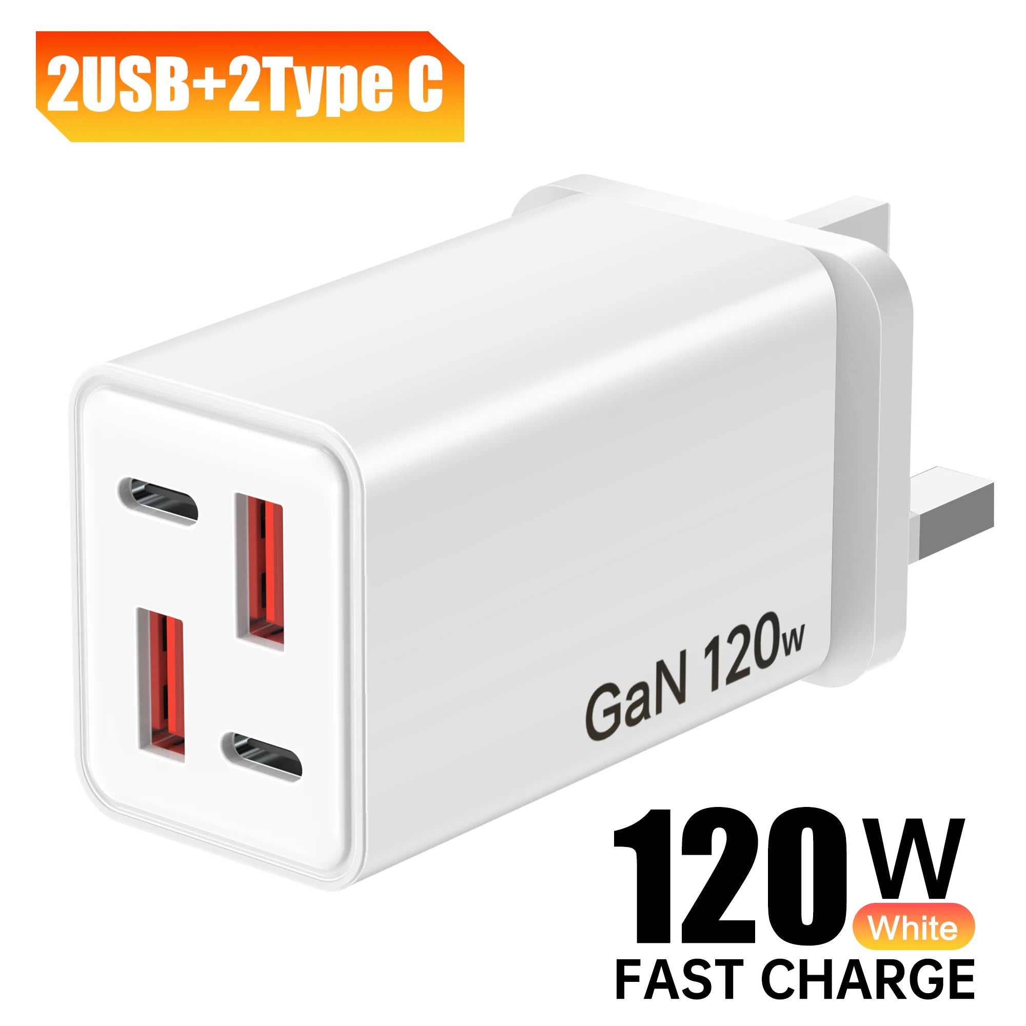 Total 120W 4 Ports GaN USB Charger Type C Fast Charging Wall Adapter 2PD 2USB Quick Charge 3.0 Travel Chargers Charging adapter