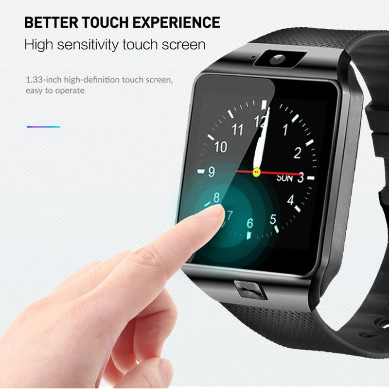 DZ09 Smart Watch Men Women Touch Screen 2G SIM Card Bluetooth Call Sleep Monitoring Camera Smartwatch For Android IOS
