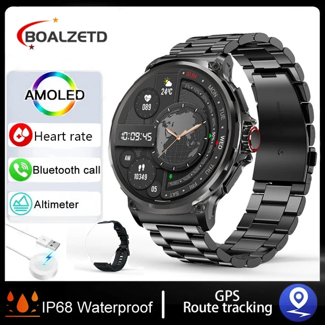 New Smart Watch Men 1.85-Inch HD Sports Bluetooth Call GPS Sports Fitness Tracker Heart Monitor 710mAh  Waterproof Smart watch