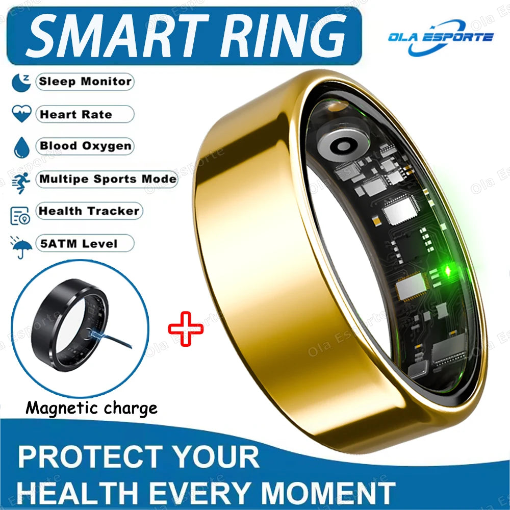 2025 New Smart Ring Blood Oxygen&Pressure Sleep Monitor Sports Tracking Remote Care IP68 Waterproof Men Women