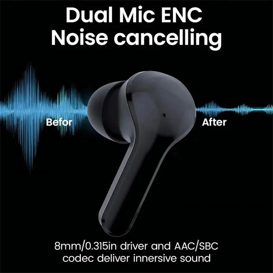 Original T2 Wireless Bluetooth Earphone Transparent HIFI Headphones LED Power Digital Display Stereo Sound Earphones for Phone