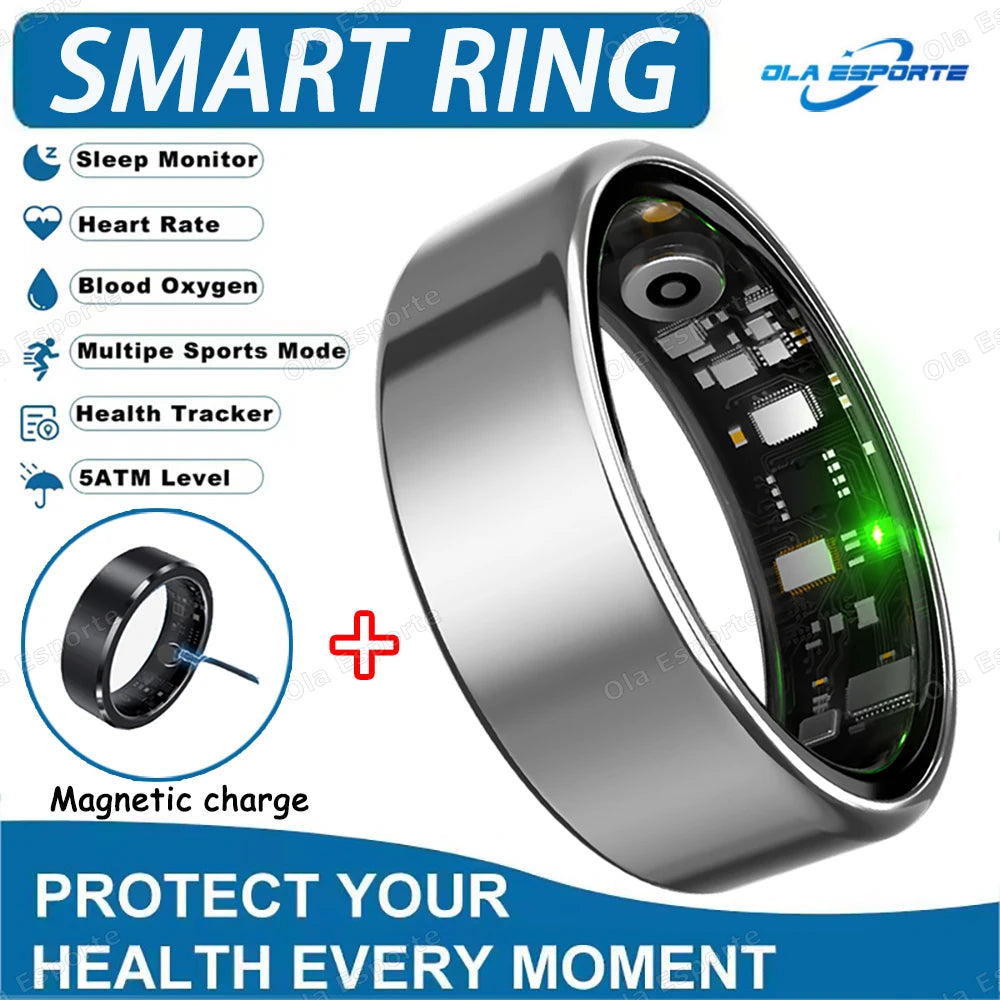2025 New Smart Ring Blood Oxygen&Pressure Sleep Monitor Sports Tracking Remote Care IP68 Waterproof Men Women