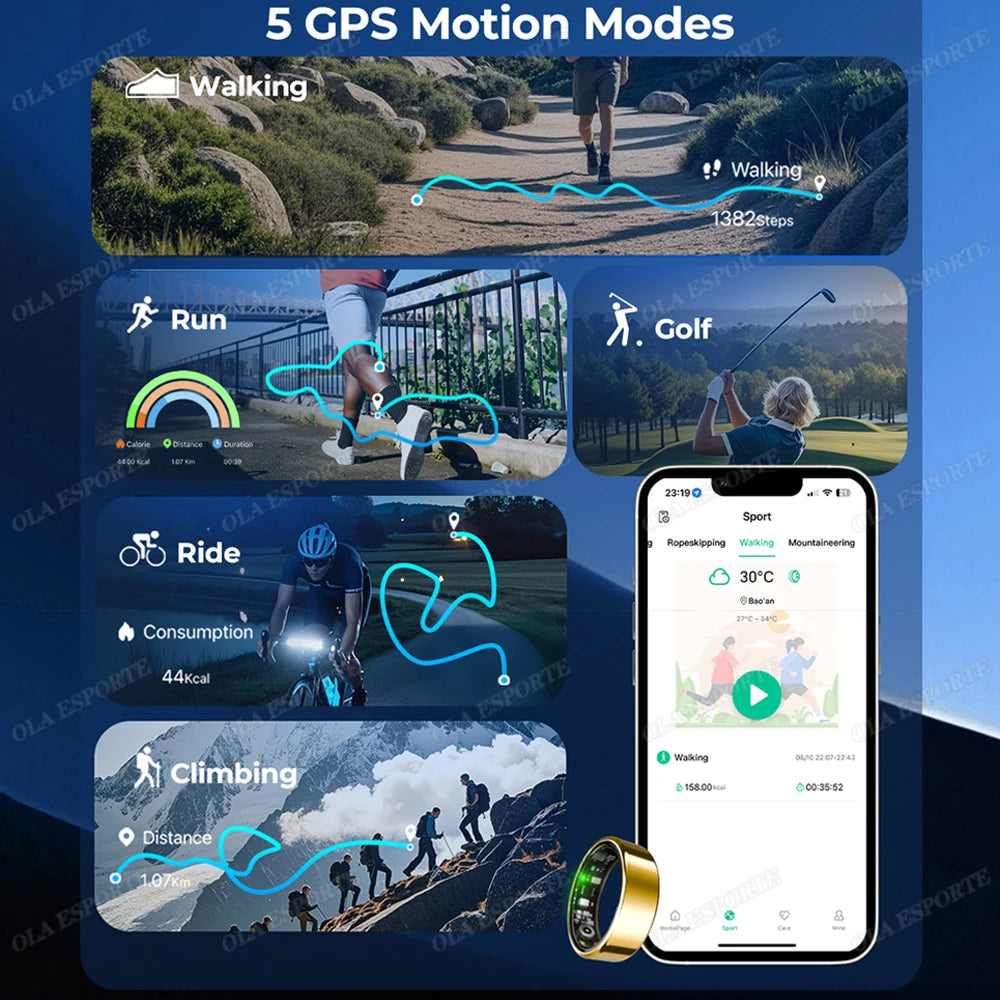 For  Smart Ring Men Women Bluetooth Monitor Blood HeartRate Blood Oxygen Monitor Smartring MultiSport 5ATM Waterproof 2025