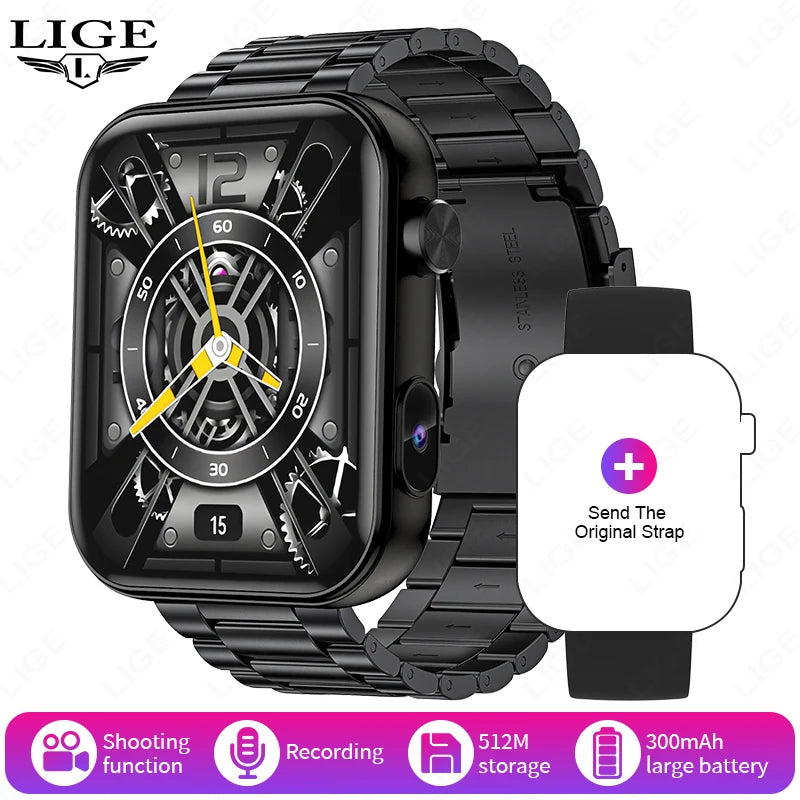 LIGE 2025 New 512MB Camera Smartwatch 1.91" HD Make Answer Call Take Video Sound Recording Music Sports Waterproof Smart Watch