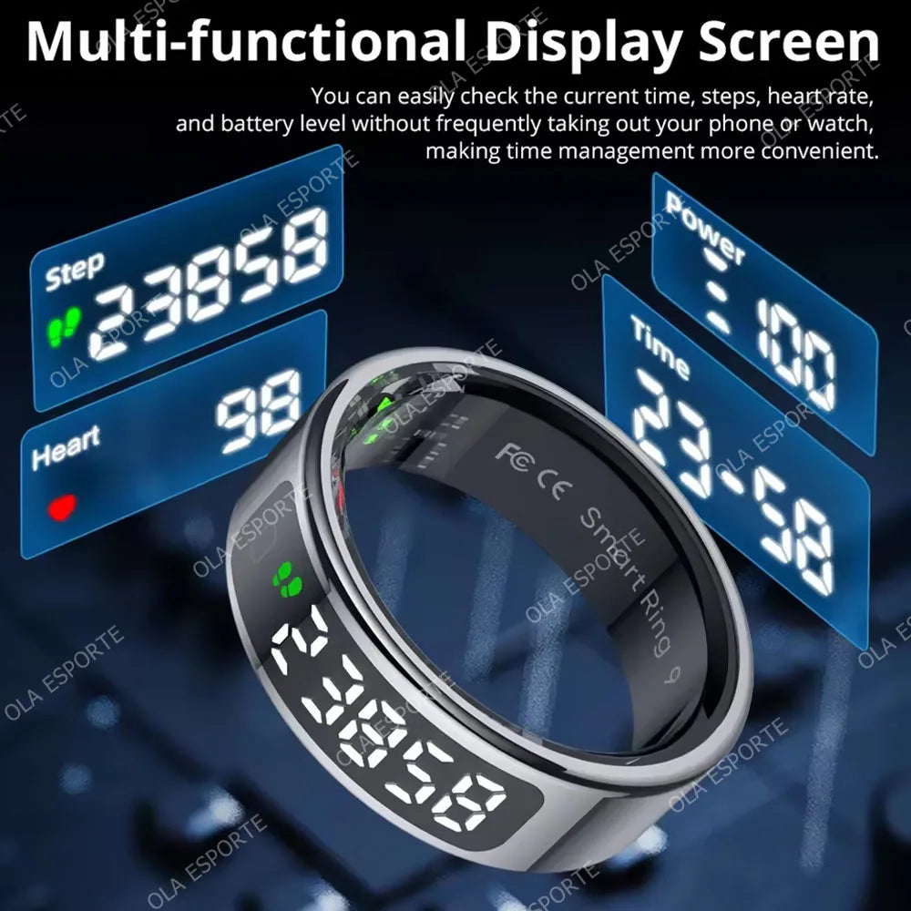 Smart Ring with Display Screen and Touch for Men Women, Health and Sleep Monitor, 5ATM Waterproof, Multi-sport Mode, Smartring