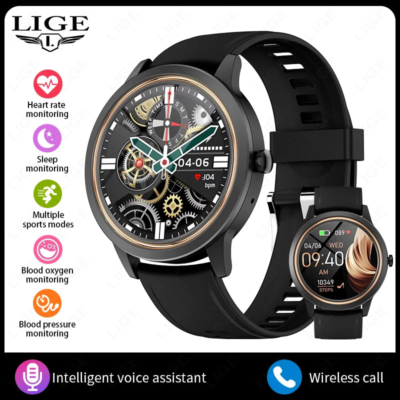 LIGE For Xiaomi Android Fashion Women Smart Watch 360*360 HD Screen Heart Rate Custom Dial Watch Bluetooth Call Smartwatches New