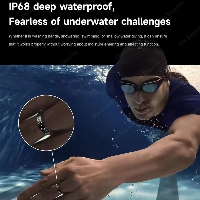 2025 Smart Ring Men Women LED Display Screen Heart Rate Blood Oxygen Monitor 5ATM Waterproof Multi Sports Mode Gifts For Andorid