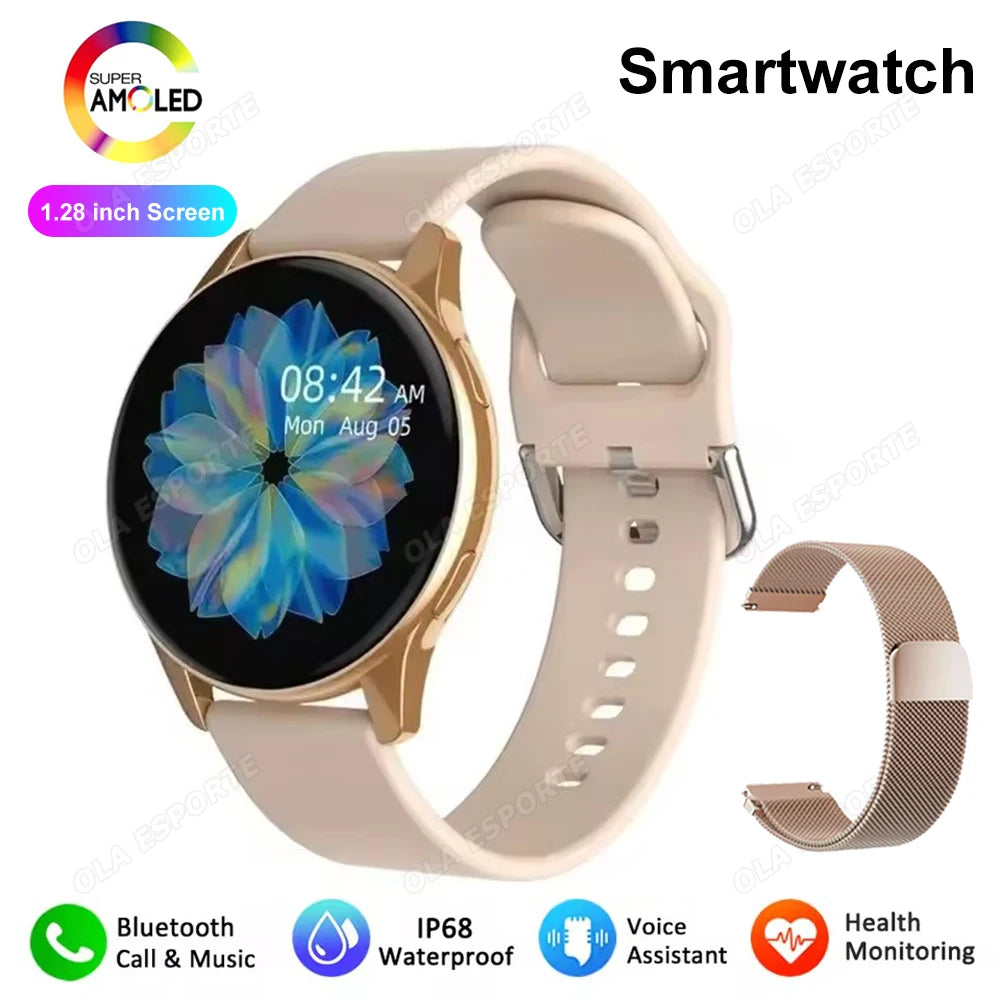 Men Women Smart Watch AMOLED Screen Bluetooth Call 100+ Sports Modes Fitness Clock Heart Rate Monitoring Ai Voice Smartwatch New